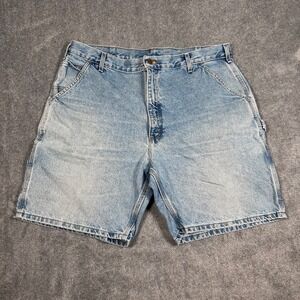 VTG Carhartt B29 STW Denim Carpenter Shorts Mens 40 Blue Stone Wash Workwear